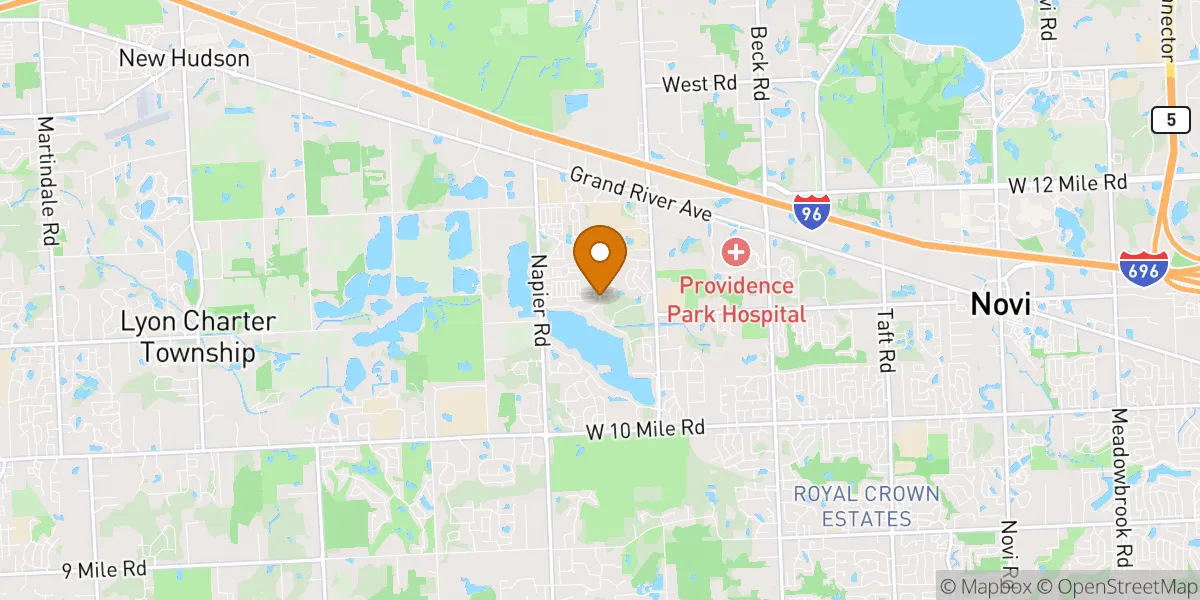 Meadowbrook Lake neighborhood map in Novi, MI