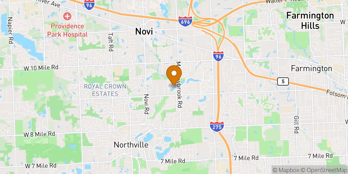 Meadowbrook Lake neighborhood map in Novi, MI