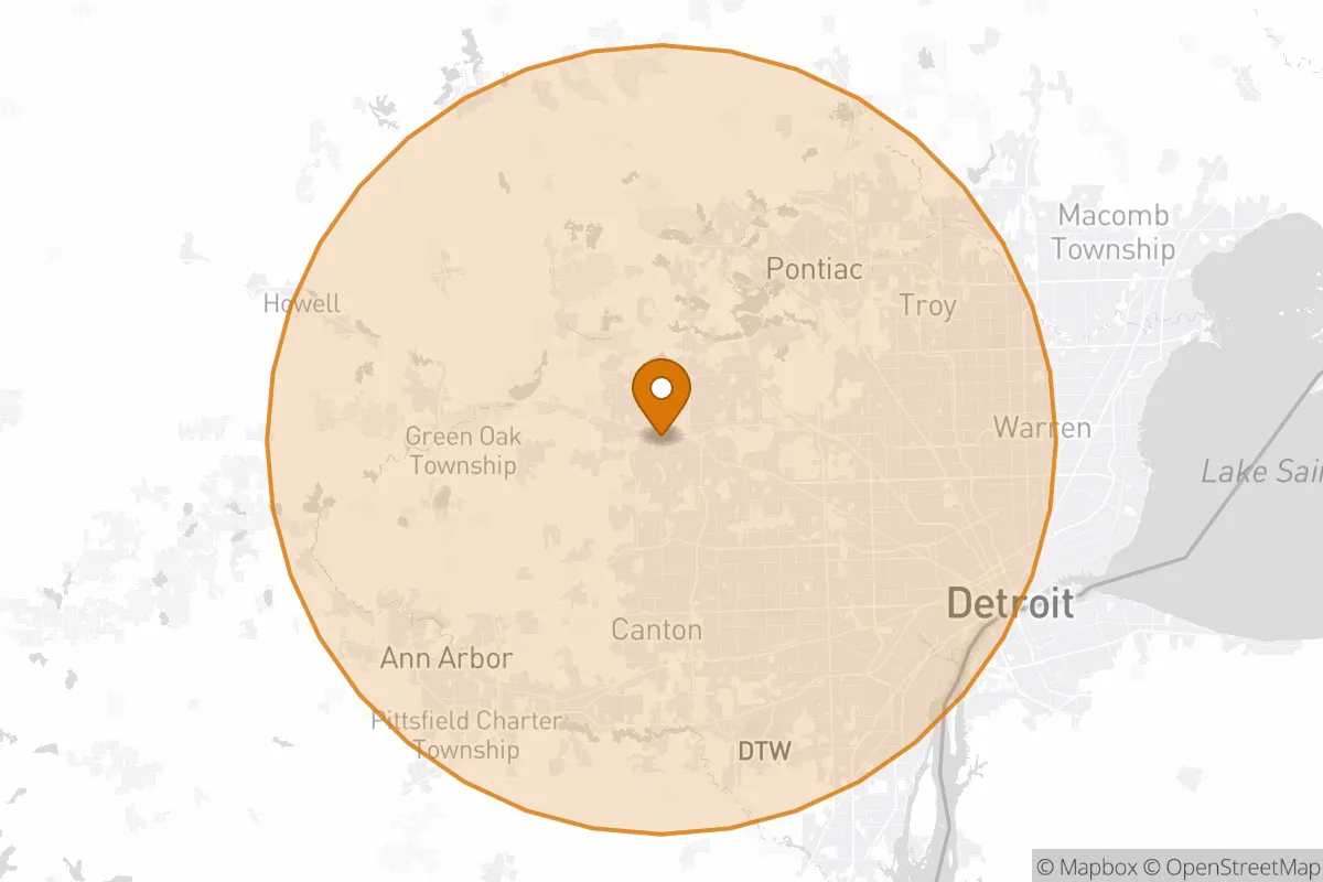 service area service area map in Novi, MI